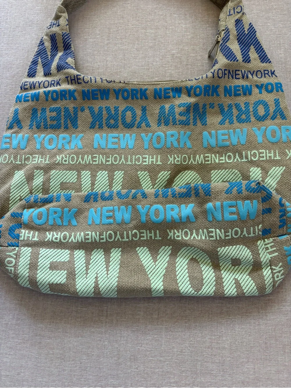 Robin Ruth NEW YORK Canvas Shoulder Bag - Beige, Blue, Aqua